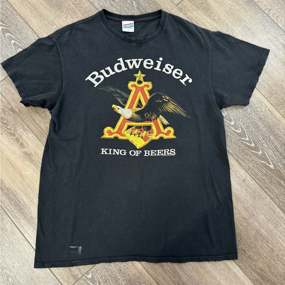 Junk Food Budweiser black distressed tshirt.